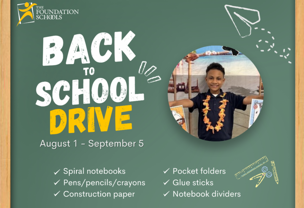 The Back to School Drive Has Started! The Foundation Schools