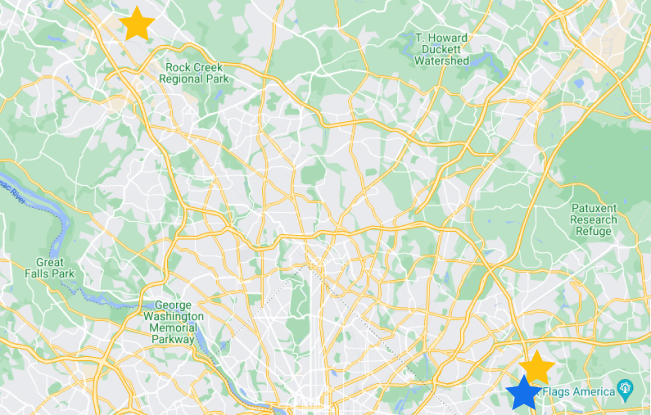 Map of Foundation Schools with stars showing locations and featuring Landover